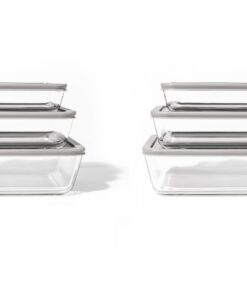 Alternative view of Glass Food Storage Containers - 12 Piece (6 Containers + 6 Lids) Rectangular Nesting Space-Saving Set